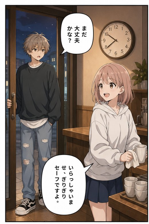 カフェの開店を伝える漫画のサンプル